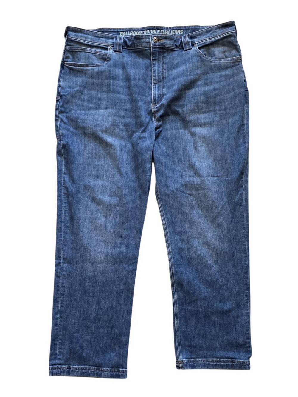 Duluth Trading 42 x 30 Ballroom Double Flex Relaxed Fit Denim Blue Jeans